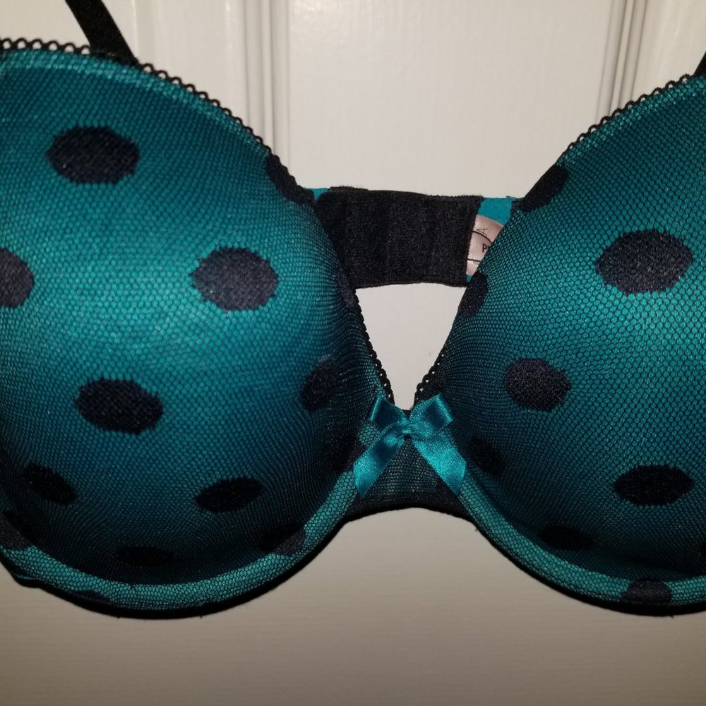 NWOT Gorgeous 34DD La Senza bra, teal polka dots